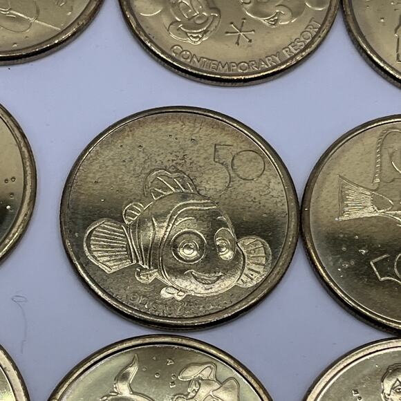 Set of 16 Walt Disney World 50th Anniversary Gold Medallion Coins USED AS IS - Picture 9 of 16